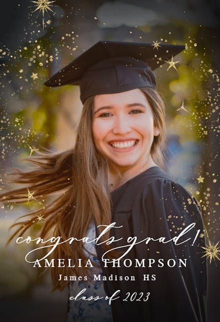 Golden stars and dots - Graduation Announcement