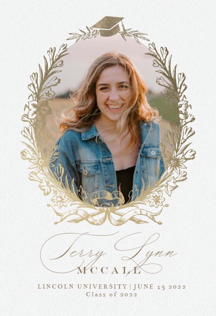 Golden wreath photo - Graduation Announcement