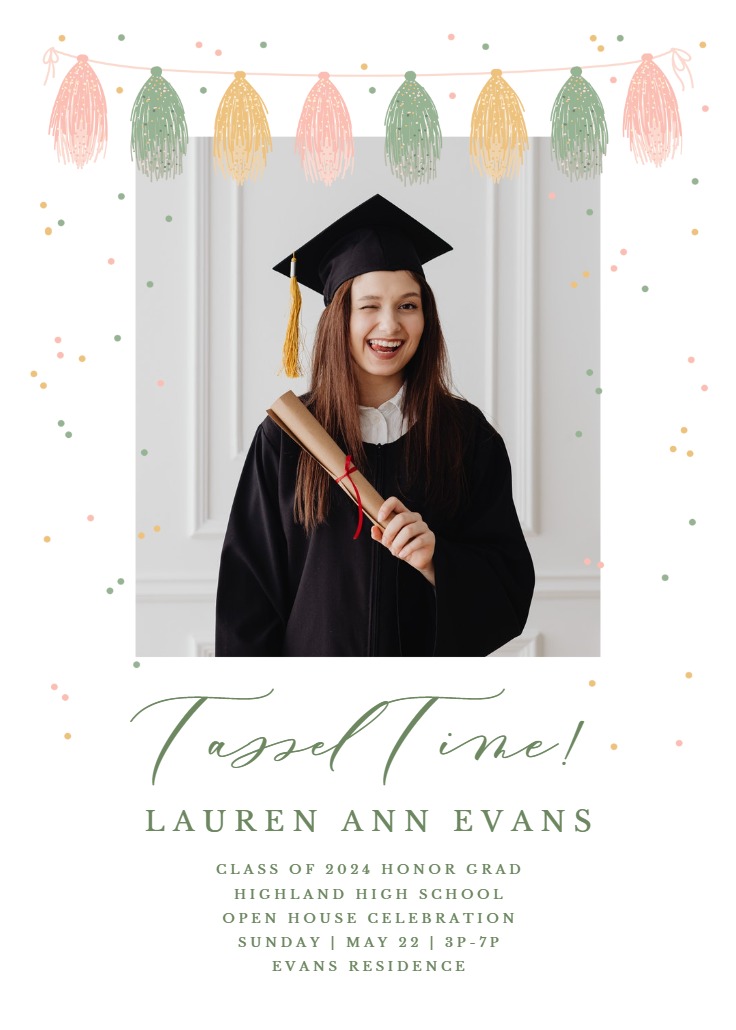 Shiny stripes frame - Graduation Announcement | Greetings Island