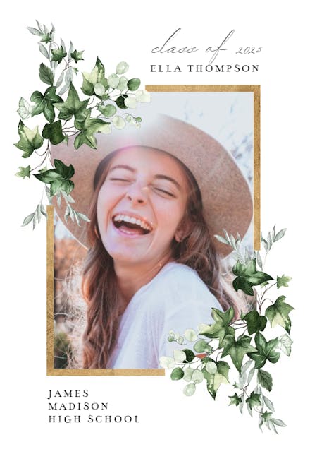 Ivy Gold Frame - Graduation Announcement