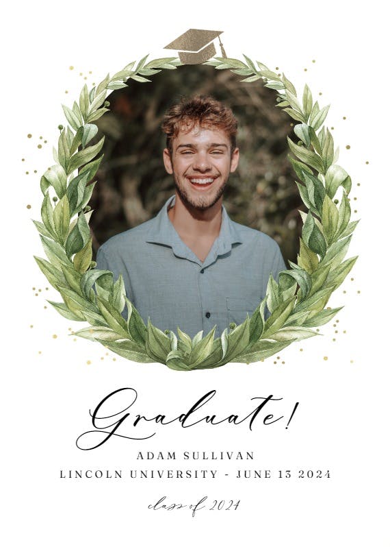 Laurel wreath photo - graduation announcement