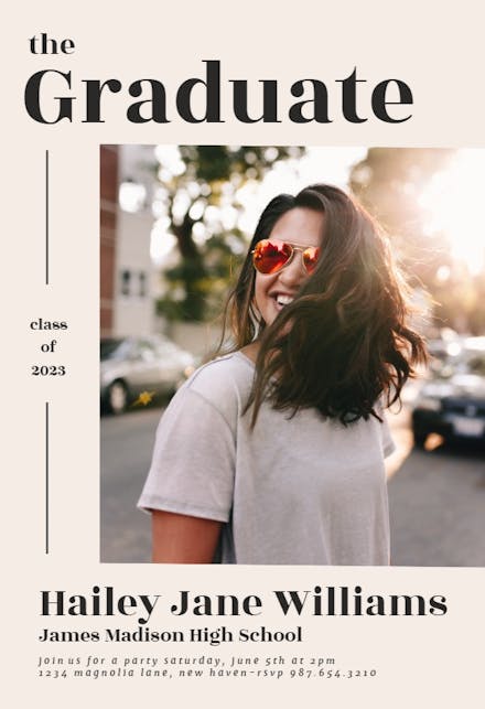 Minimalist Cream - Graduation Announcement