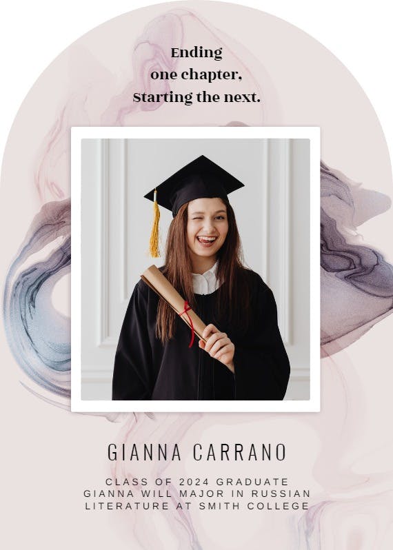 New chapter - graduation announcement