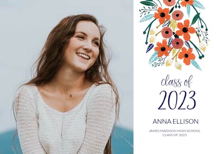 Orange Floral - Graduation Announcement