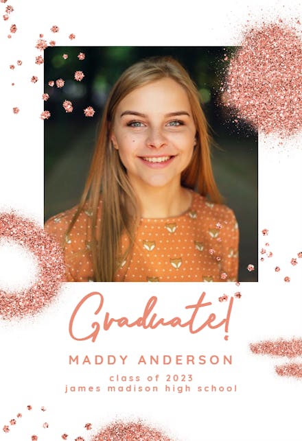 Pink Glitter Shapes - Graduation Announcement