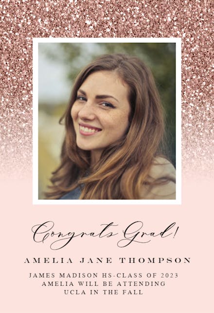 Rose Gold Glitter - Graduation Announcement