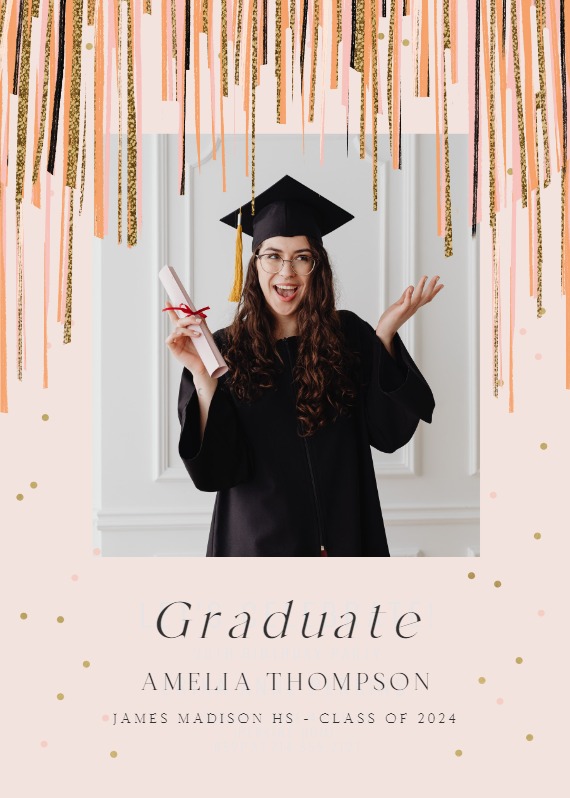 Shiny stripes frame - Graduation Announcement | Greetings Island