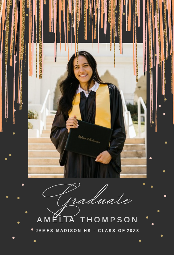 Shiny stripes frame - Graduation Announcement Template | Greetings Island