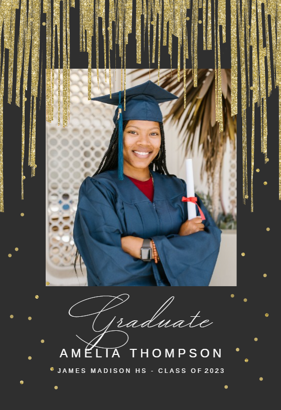 Shiny Stripes Frame - Graduation Announcement Template | Greetings Island