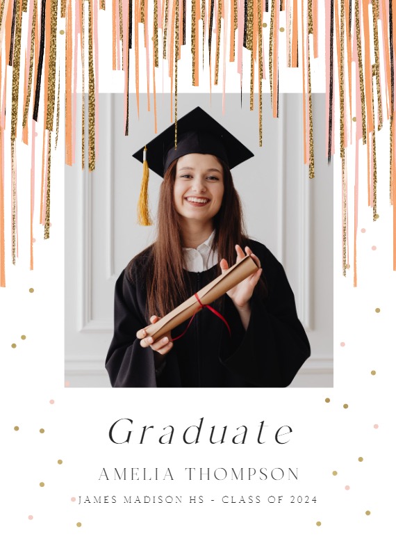 Shiny stripes frame - Graduation Announcement | Greetings Island