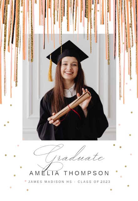 Shiny Stripes Frame - Graduation Announcement Template | Greetings Island