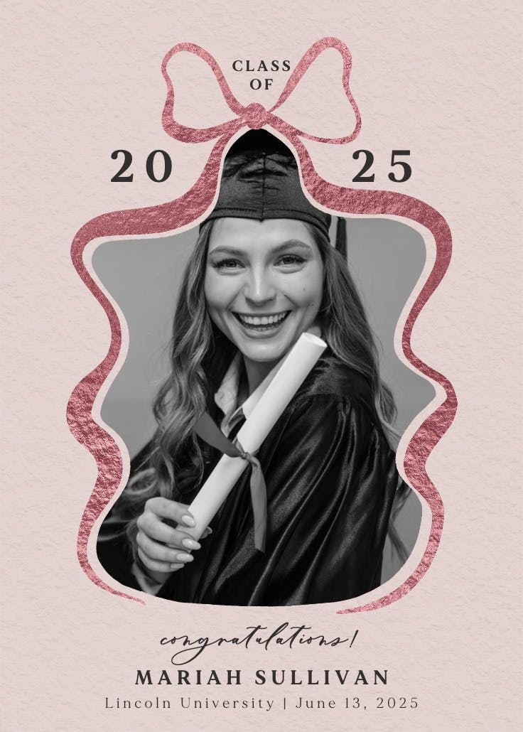 Simple bow - graduation announcement