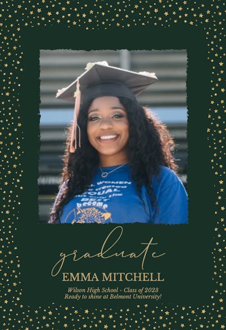 Sparkle Stars - Graduation Announcement Template (Free) | Greetings Island