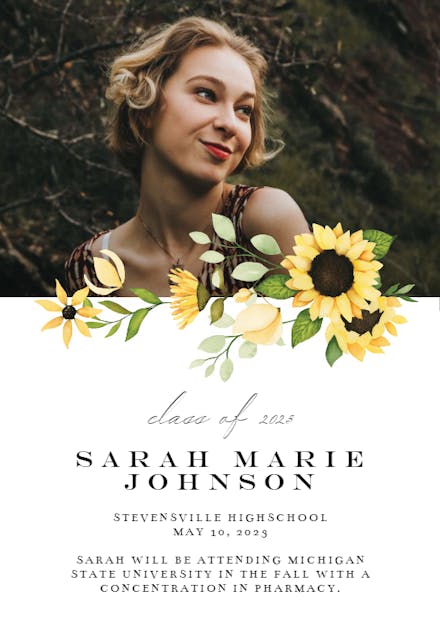 Sunflowers Day - Graduation Announcement