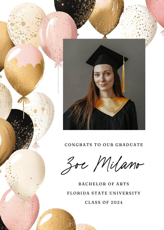 Up, up, and away photo - graduation announcement