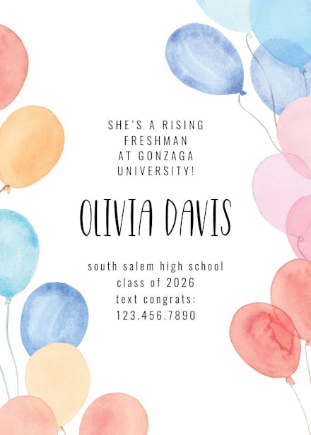 Water balloons - graduation announcement