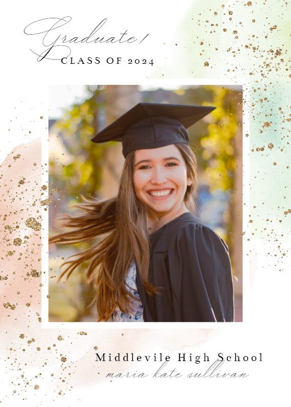Watercolor and gold - graduation announcement
