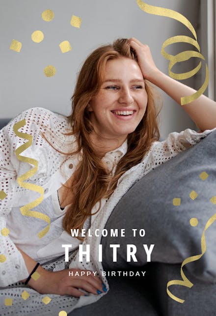 Whimsical Gold Ribbons - Graduation Announcement