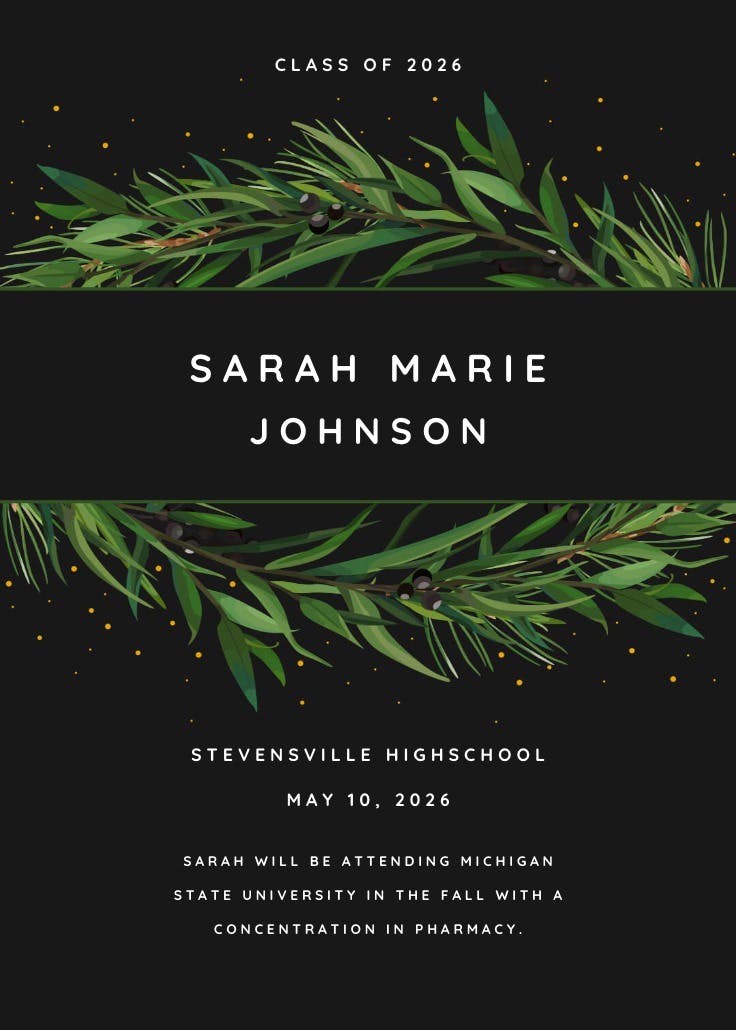 Winter wreath - graduation announcement