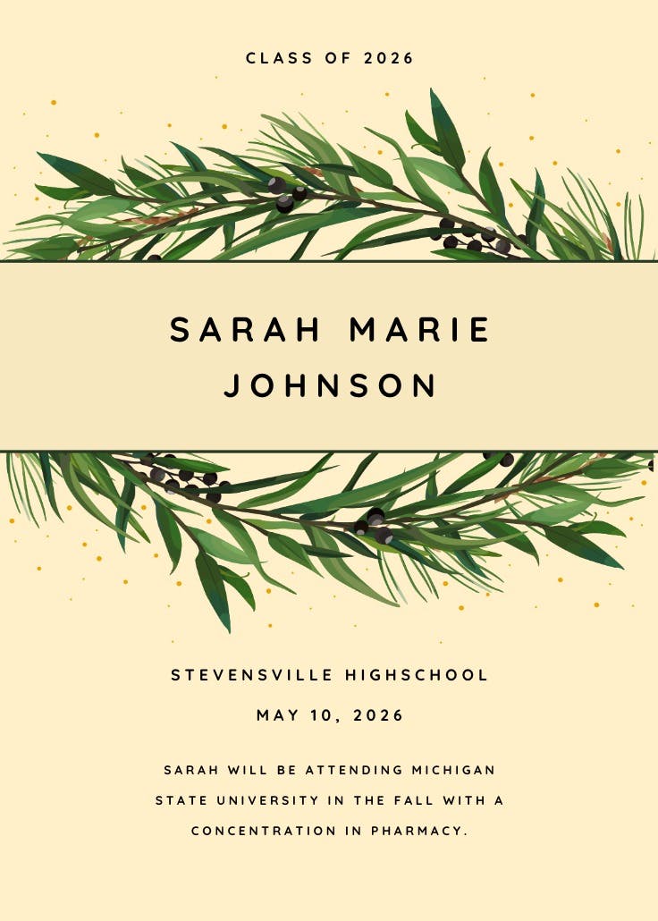 Winter wreath - graduation announcement