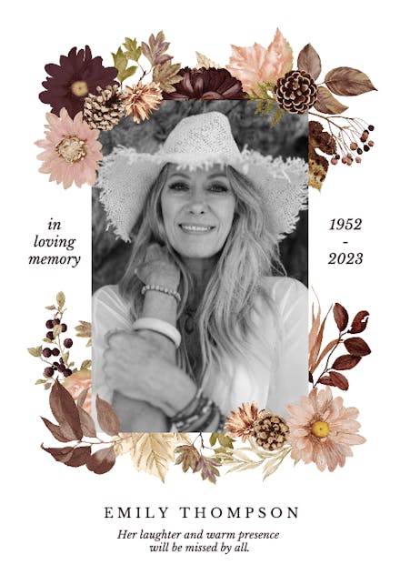 Autumn Celebration - Memorial Card