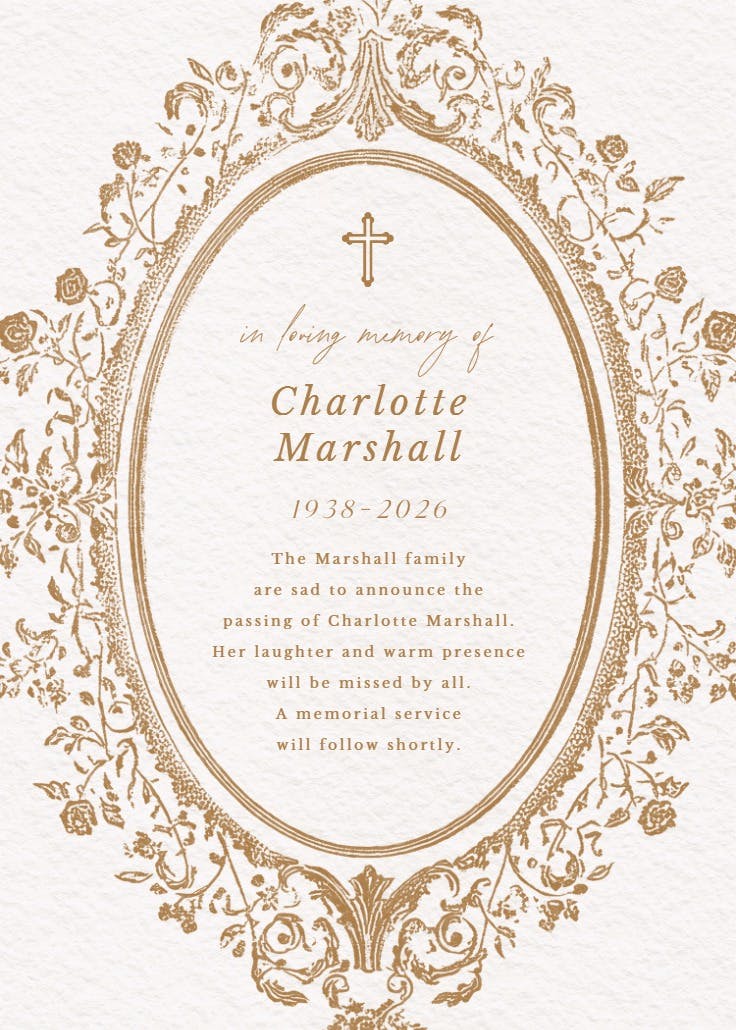 Baroque blooms - memorial card