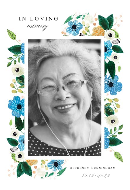 Blue & Orange - Memorial Card