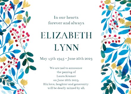 Blue & Red - Memorial Card