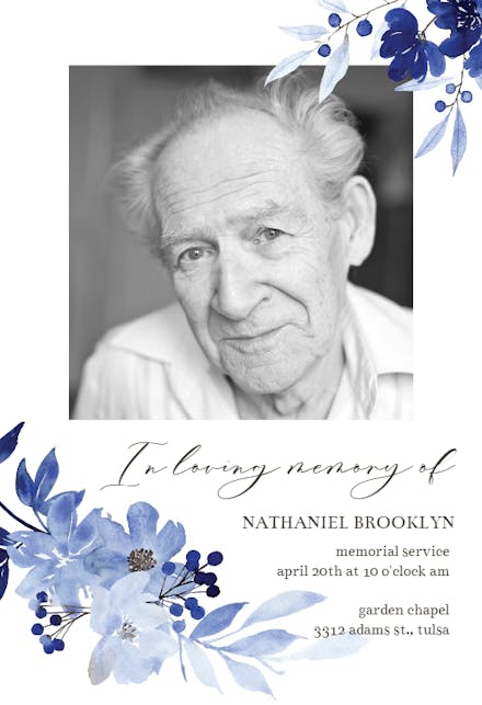 Blue Bouquet - Memorial Card