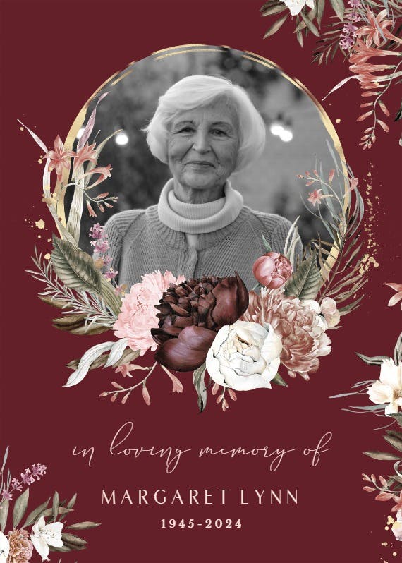 Bohemian rose - memorial card