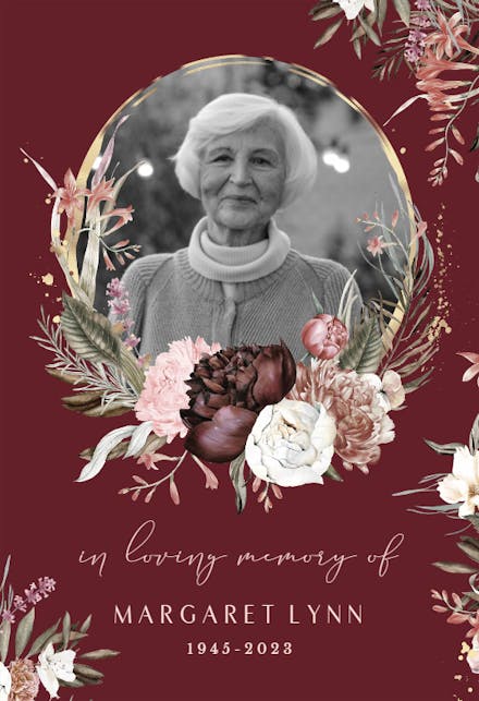 Bohemian Rose - Memorial Card