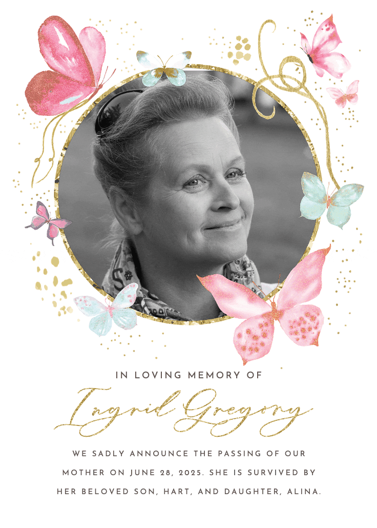 Butterflies - memorial card
