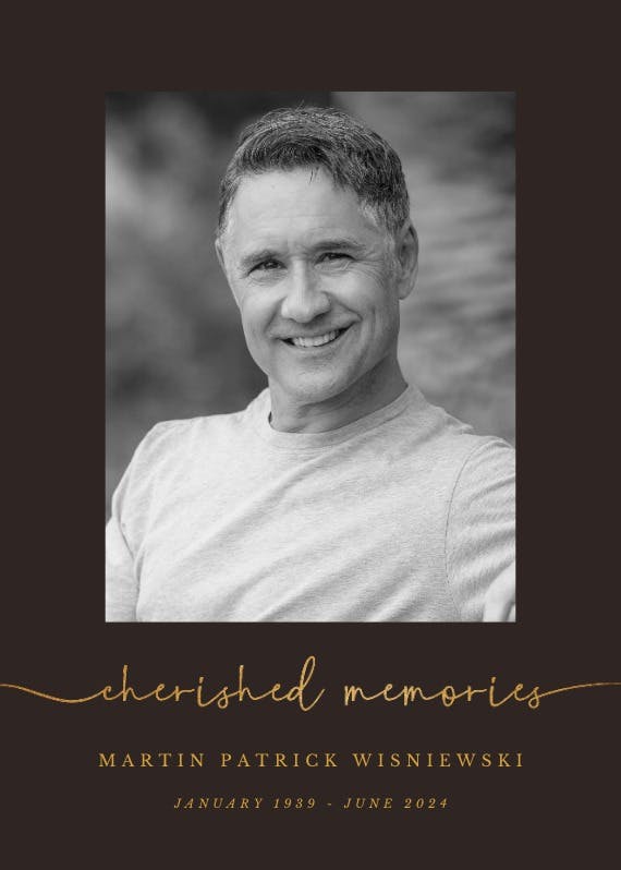 Cherished memories - memorial card