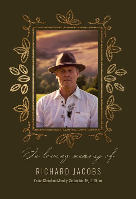 Dainty Leaf Doodles - Memorial Card