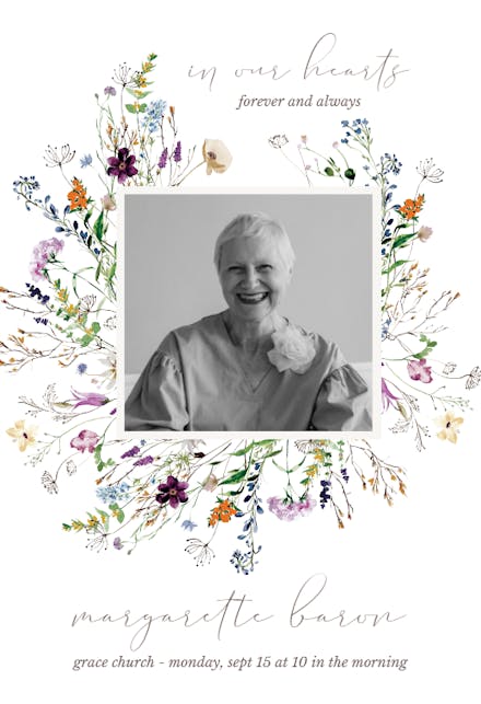 Dainty Wild Flowers - Memorial Card