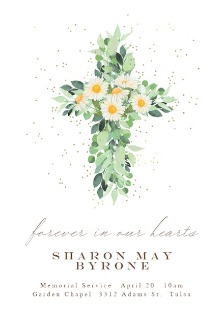 Daisies cross - Memorial Card