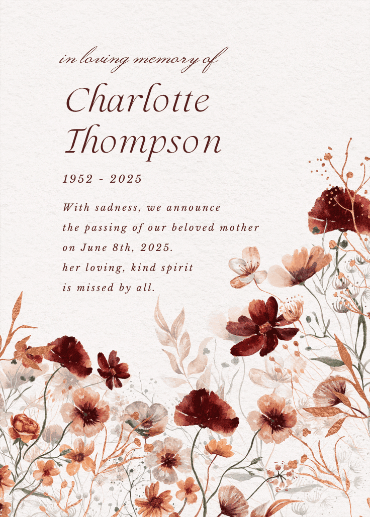 Eternal grace - memorial card