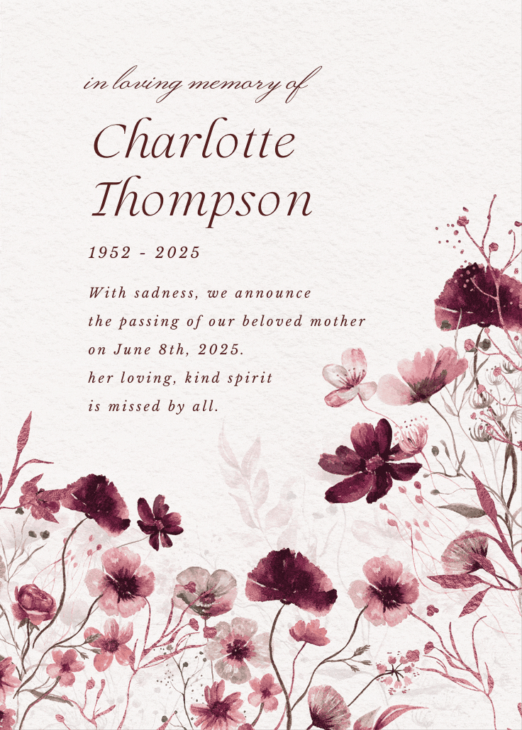 Eternal grace - memorial card