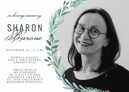 Evergreen photo - Memorial Card