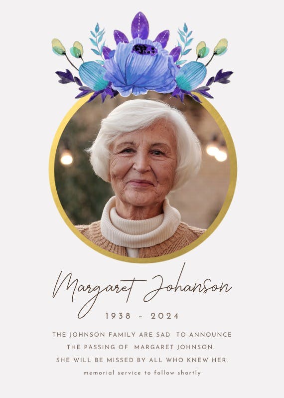 Floral - memorial card