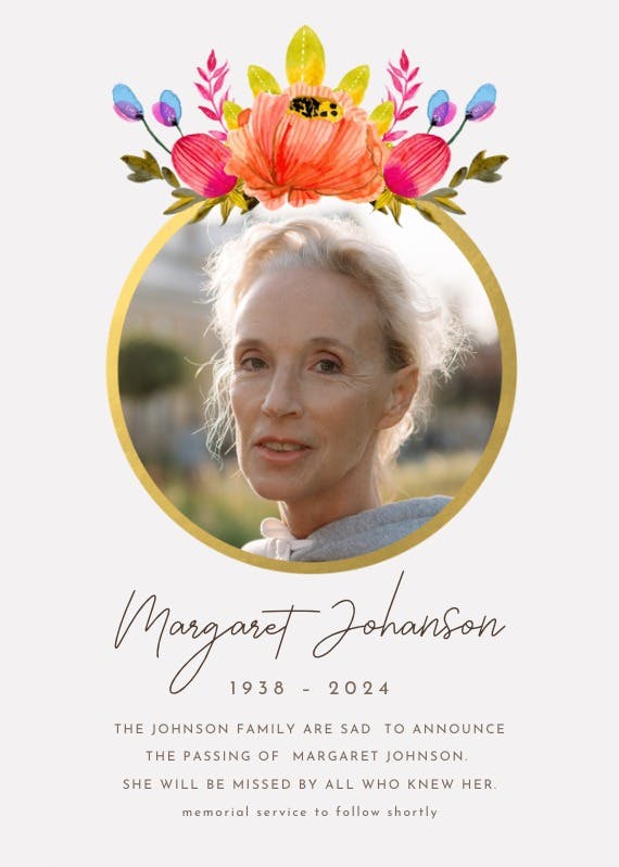 Floral - memorial card
