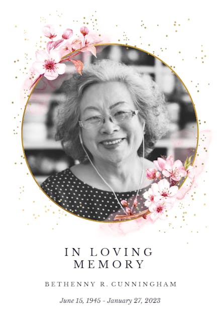 Floral Sakura - Memorial Card