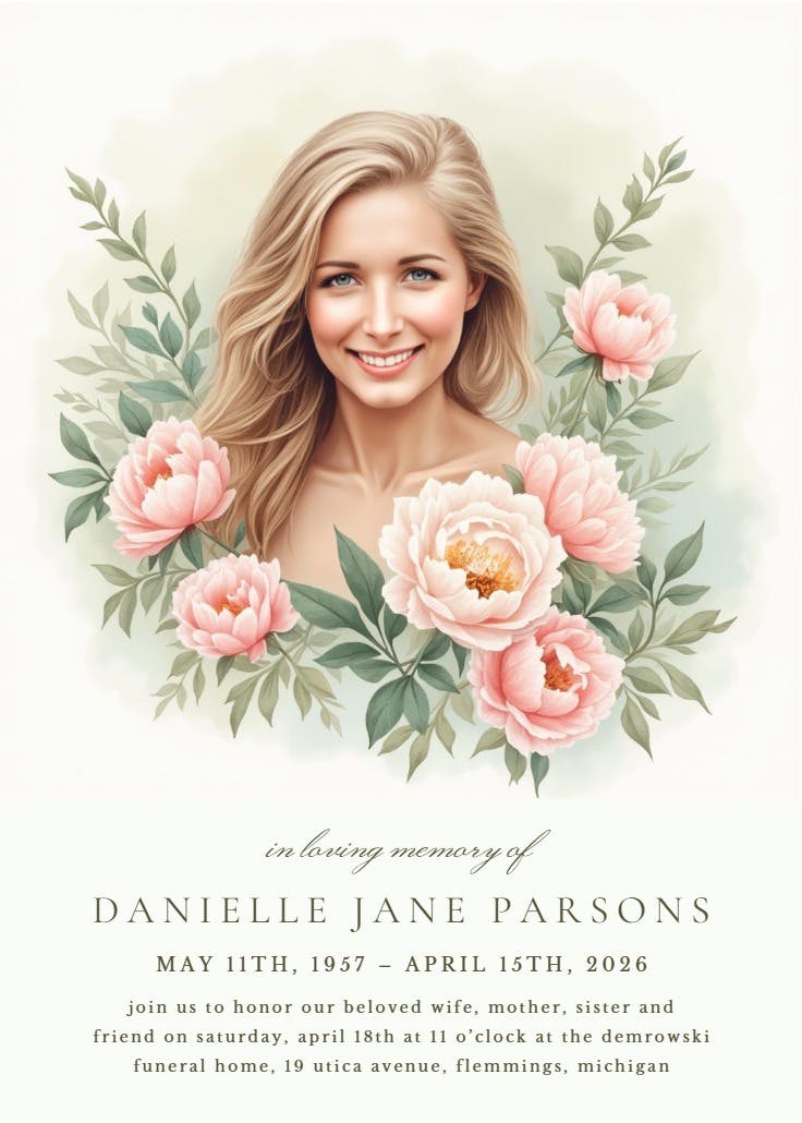 Flower bouquet - memorial card