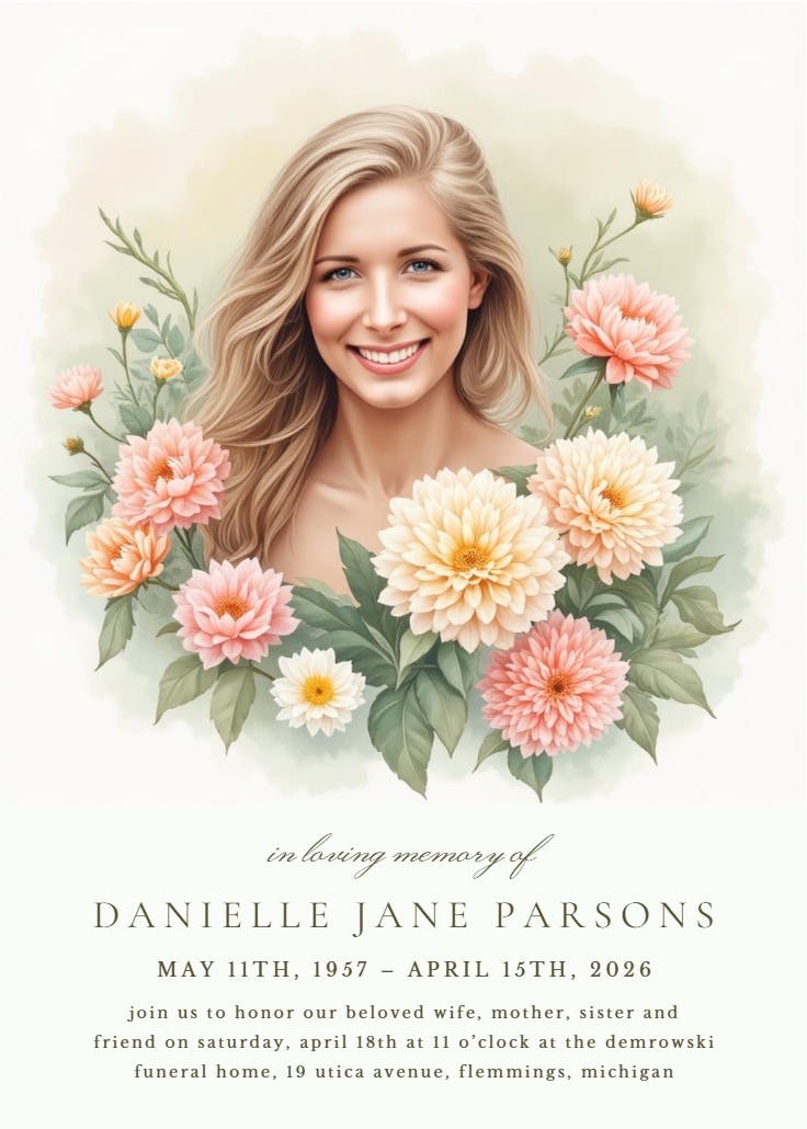 Flower bouquet - memorial card