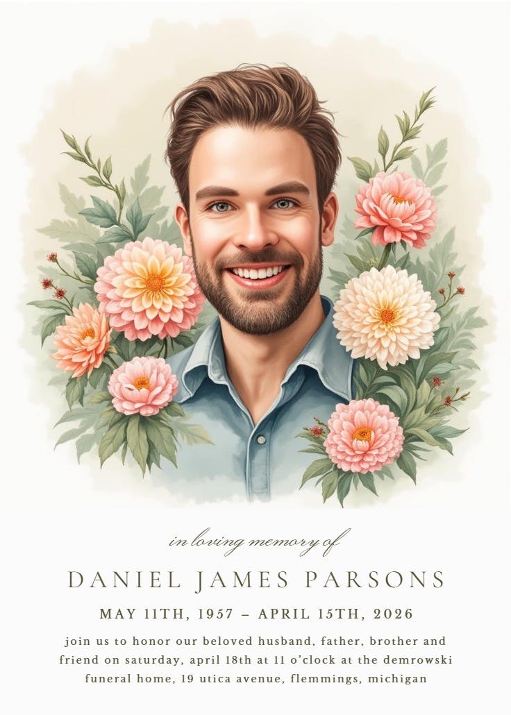 Flower bouquet - memorial card