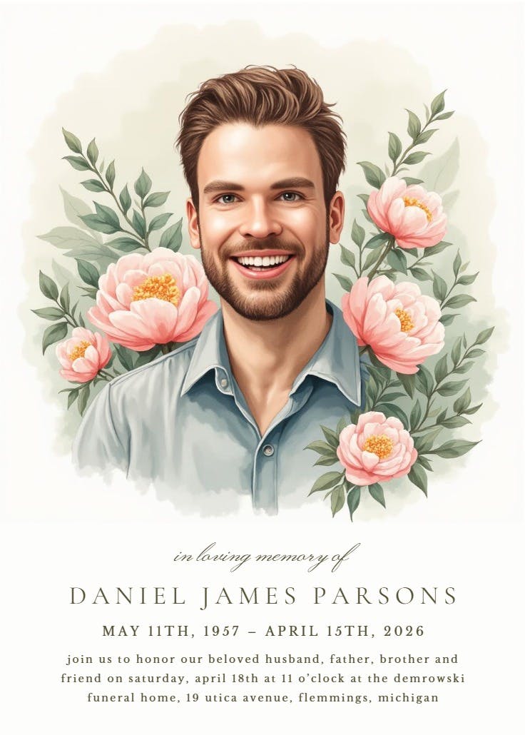 Flower bouquet - memorial card