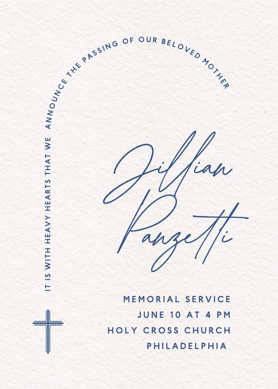 Framed in faith - memorial card