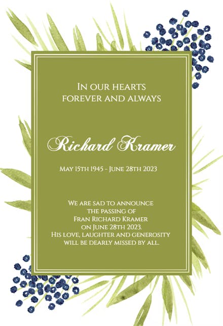 Garden Flowers - Memorial Card