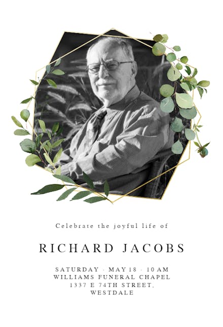 Geometric Eucalyptus - Memorial Card