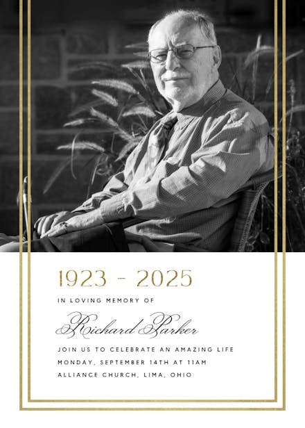 Golden frame - memorial card